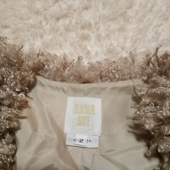 Anna Sui Vintage Rare Y2K Bohemian Festival Iconic Faux Mongolian Fur Jacket - Picture 6 of 10